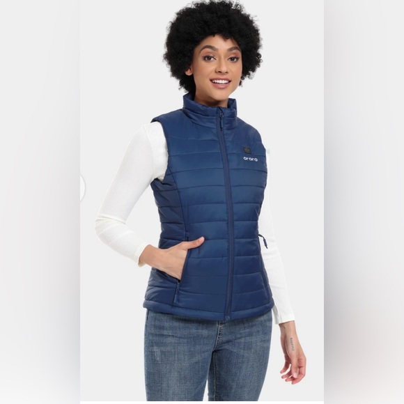 NWT ORORO WOMEN'S CLASSIC HEATED NAVY PUFFER VEST - Picture 1 of 8